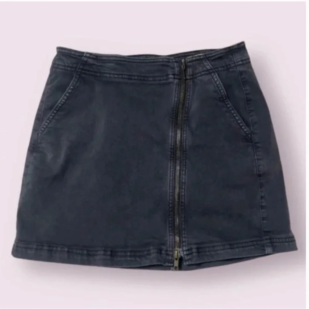 Asymmetrical Zipper Boho Peasant Hipster Hippie Glam Denim Glam Chic Mini Skirt